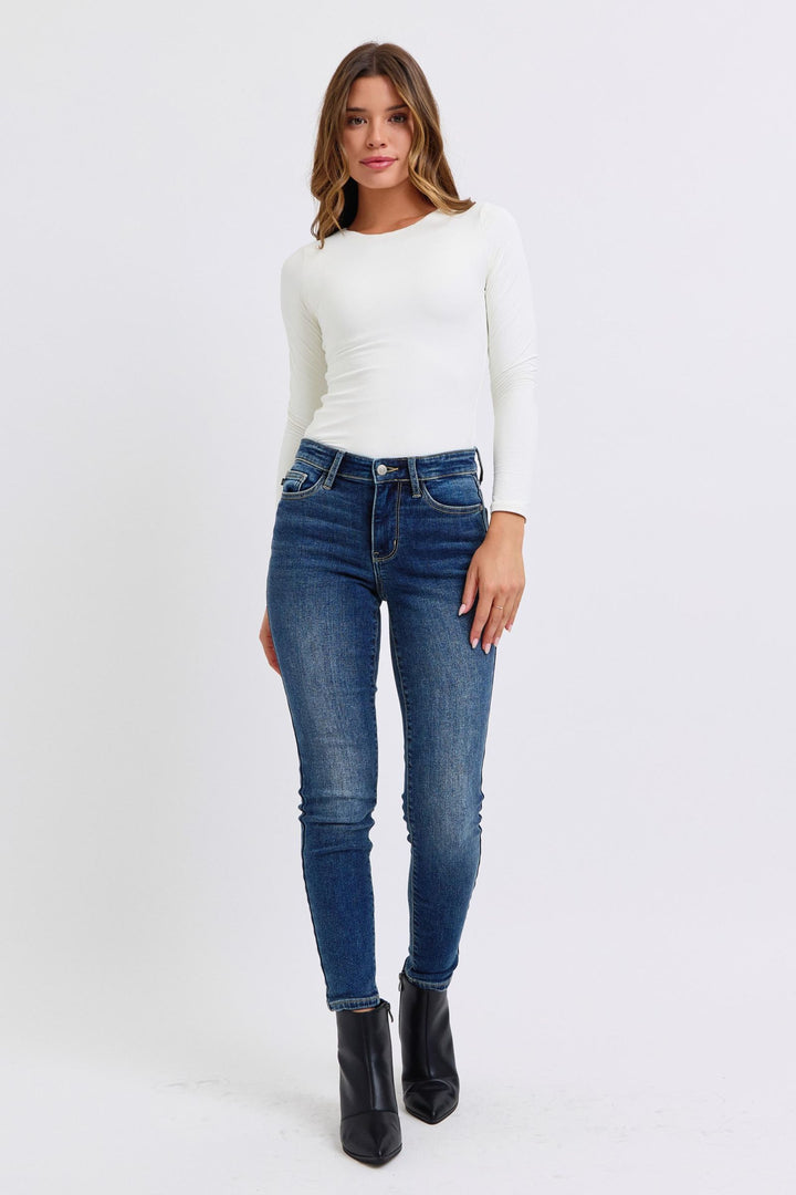 Judy Blue Full Size Run Mid-Rise Waist Skinny Jeans with Thermal Lining - Judy Blue Jeans Boutique