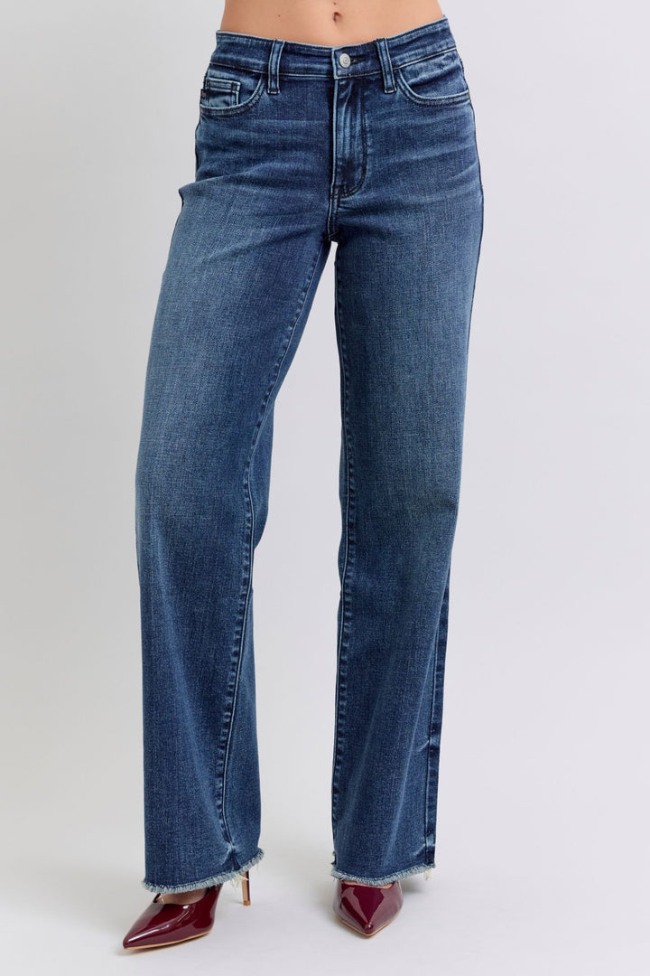 Judy Blue Full Size Raw Hem Mid Rise Jeans - Judy Blue Jeans Boutique