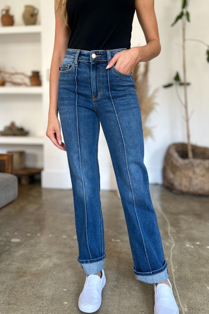 Judy Blue Full Size High Waist Front Seam Detail Straight Jeans - Judy Blue Jeans Boutique