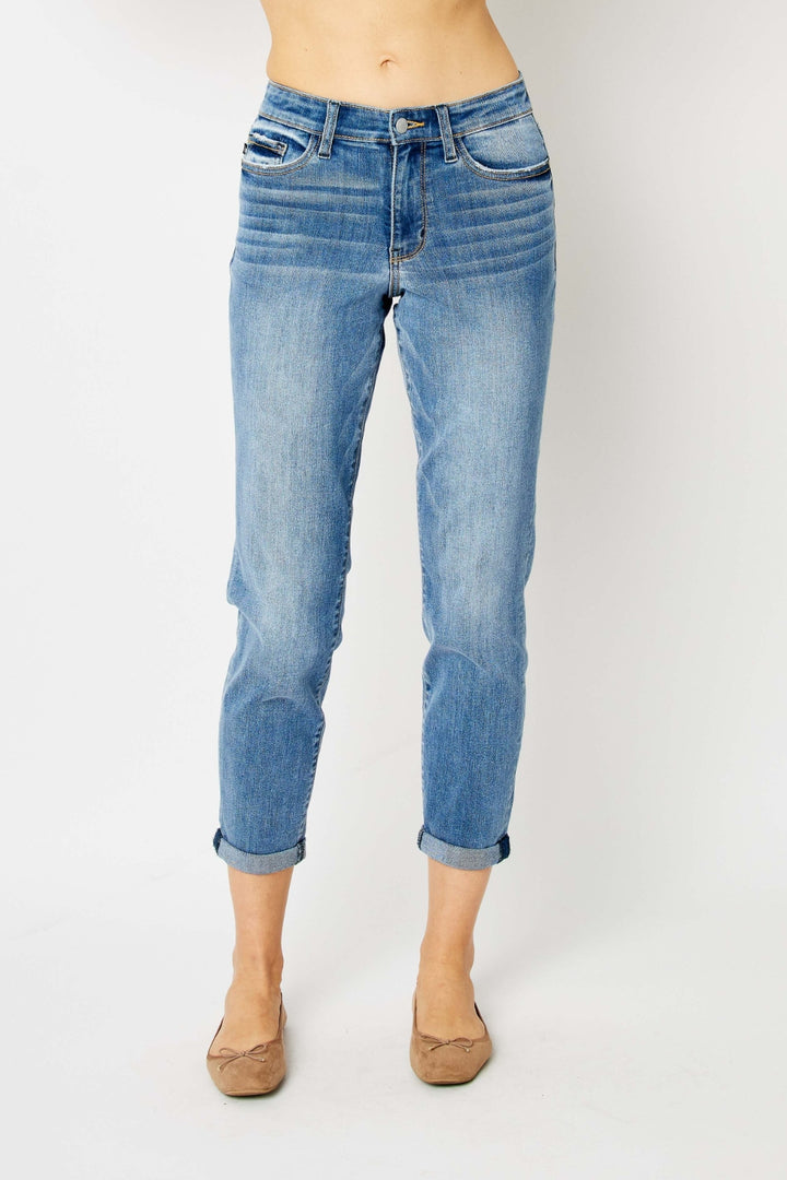 Judy Blue Full Size Cuffed Hem Slim Jeans - Judy Blue Jeans Boutique