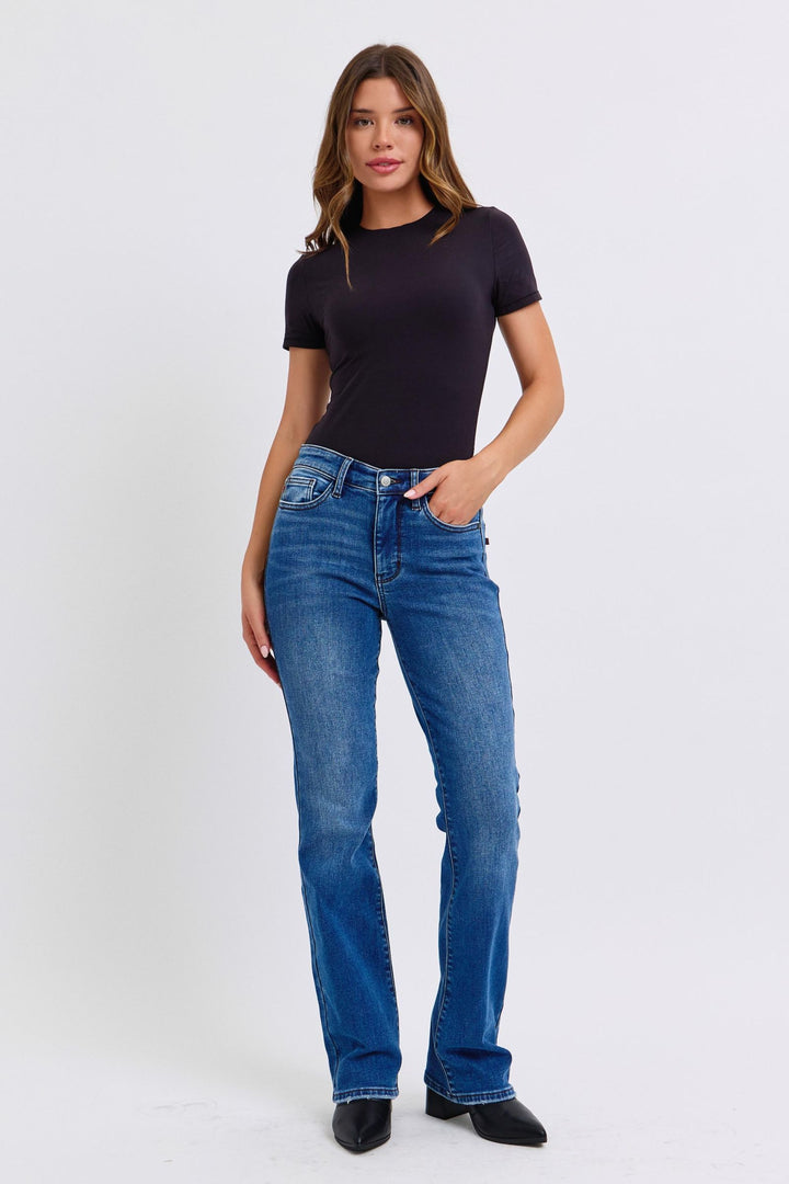 Judy Blue Full Size Run Mid-Rise Bootcut Jeans with Thermal Lining - Judy Blue Jeans Boutique