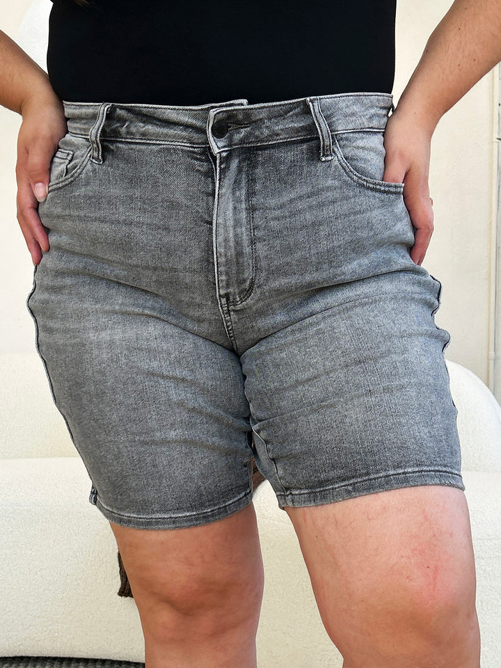 Judy Blue Full Size High Waist Washed Denim Shorts - Judy Blue Jeans Boutique