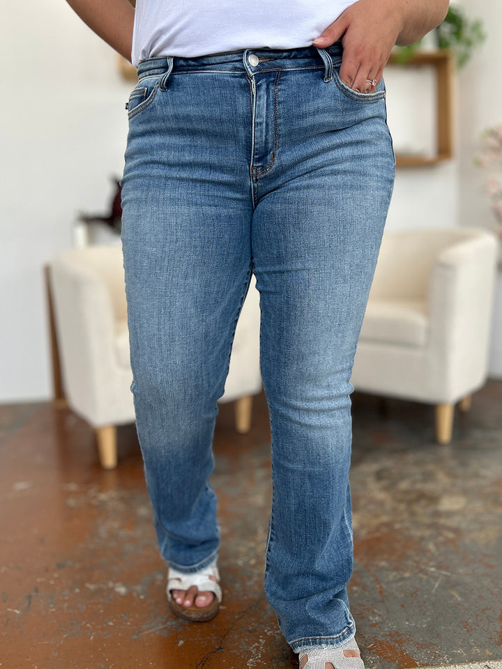 Judy Blue Full Size Mid-Rise Waist Straight Jeans - Judy Blue Jeans Boutique
