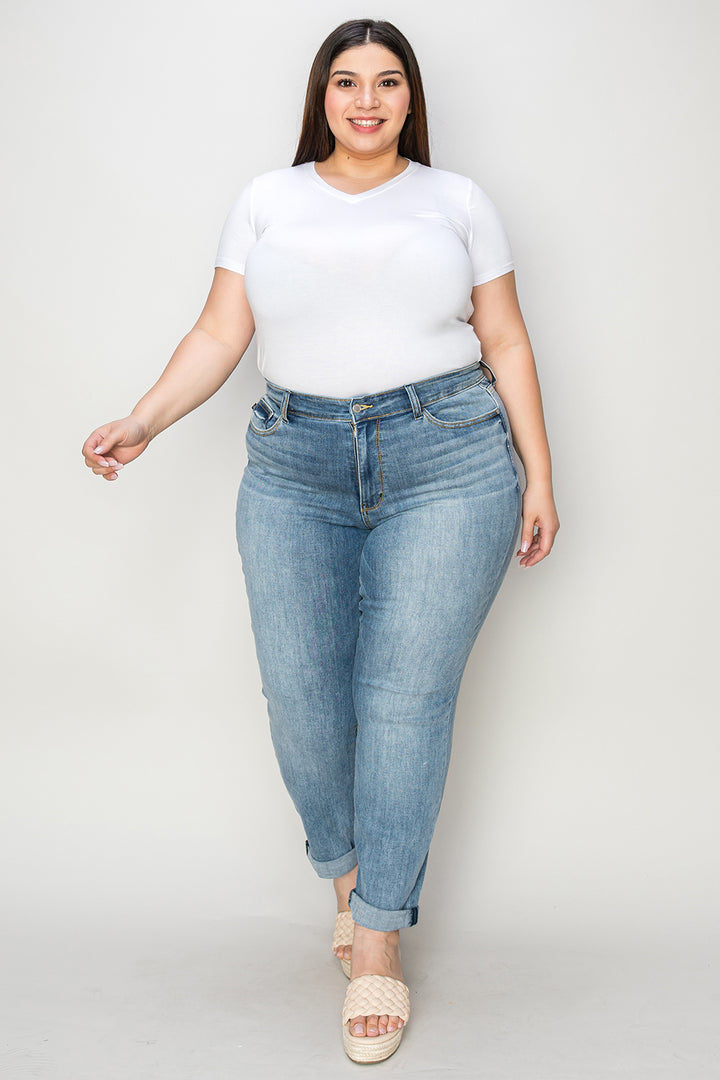 Judy Blue Full Size Cuffed Hem Slim Jeans - Judy Blue Jeans Boutique