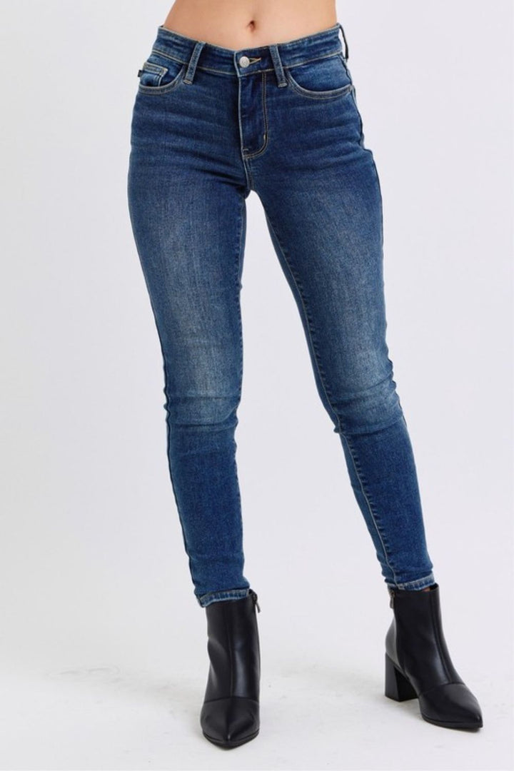Judy Blue Full Size Run Mid-Rise Waist Skinny Jeans with Thermal Lining - Judy Blue Jeans Boutique