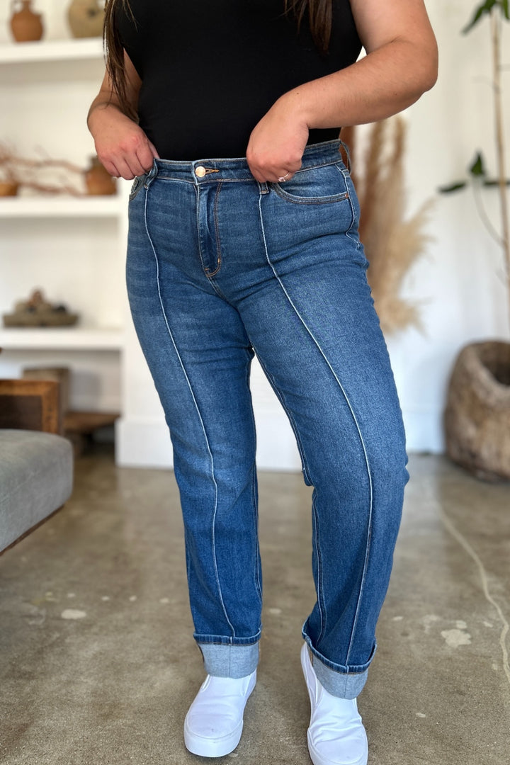 Judy Blue Full Size High Waist Front Seam Detail Straight Jeans - Judy Blue Jeans Boutique